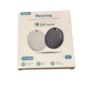 Reyke Reytag Smart Bluetooth Tracker 4-Pack for Apple Find My Black